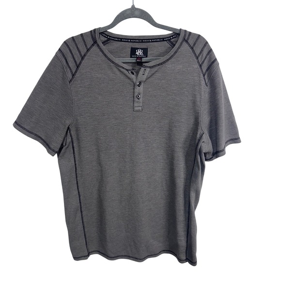 Rock & Republic Other - Rock & Republic XL Tall Gray Henley Shirt Men's Short Sleeve Waffle Knit Moto